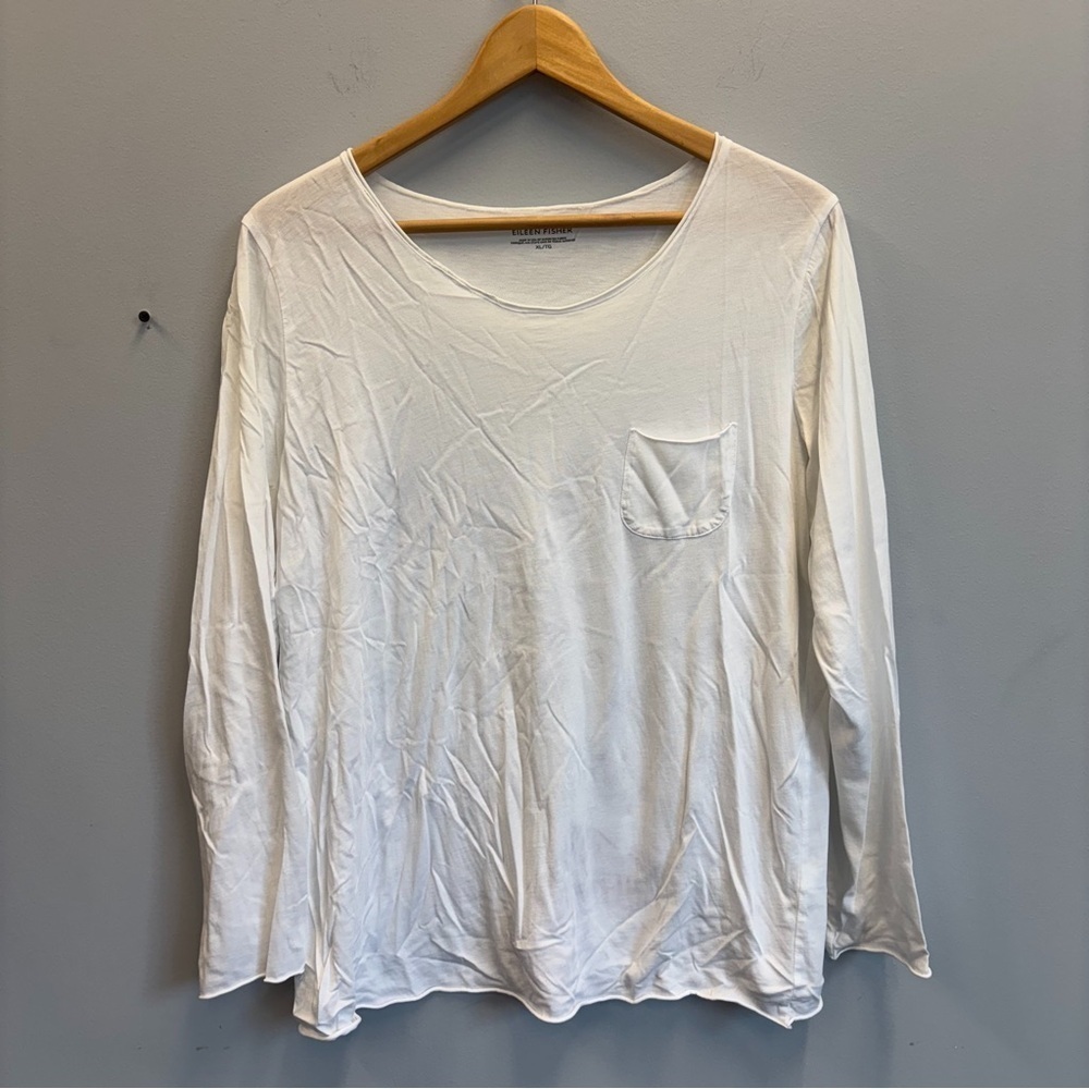 Eileen Fisher XL Long Sleeve Organic Cotton T-Shirt‎ White